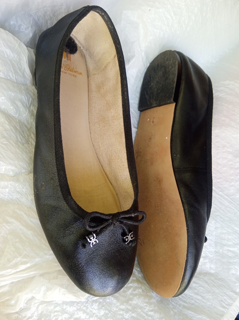 Sam Edelman Black Leather Bow Ballet Flats